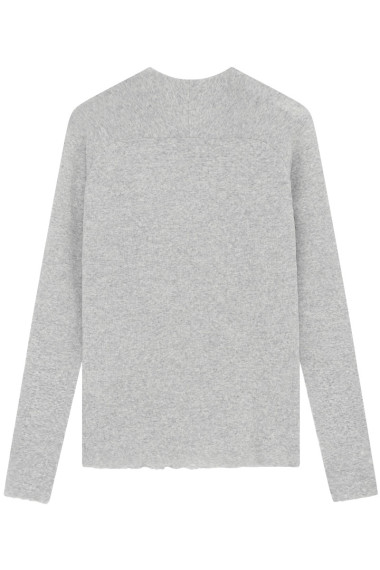 Merino uld bluse med buet rygsøm fra By Basics i lyse grå