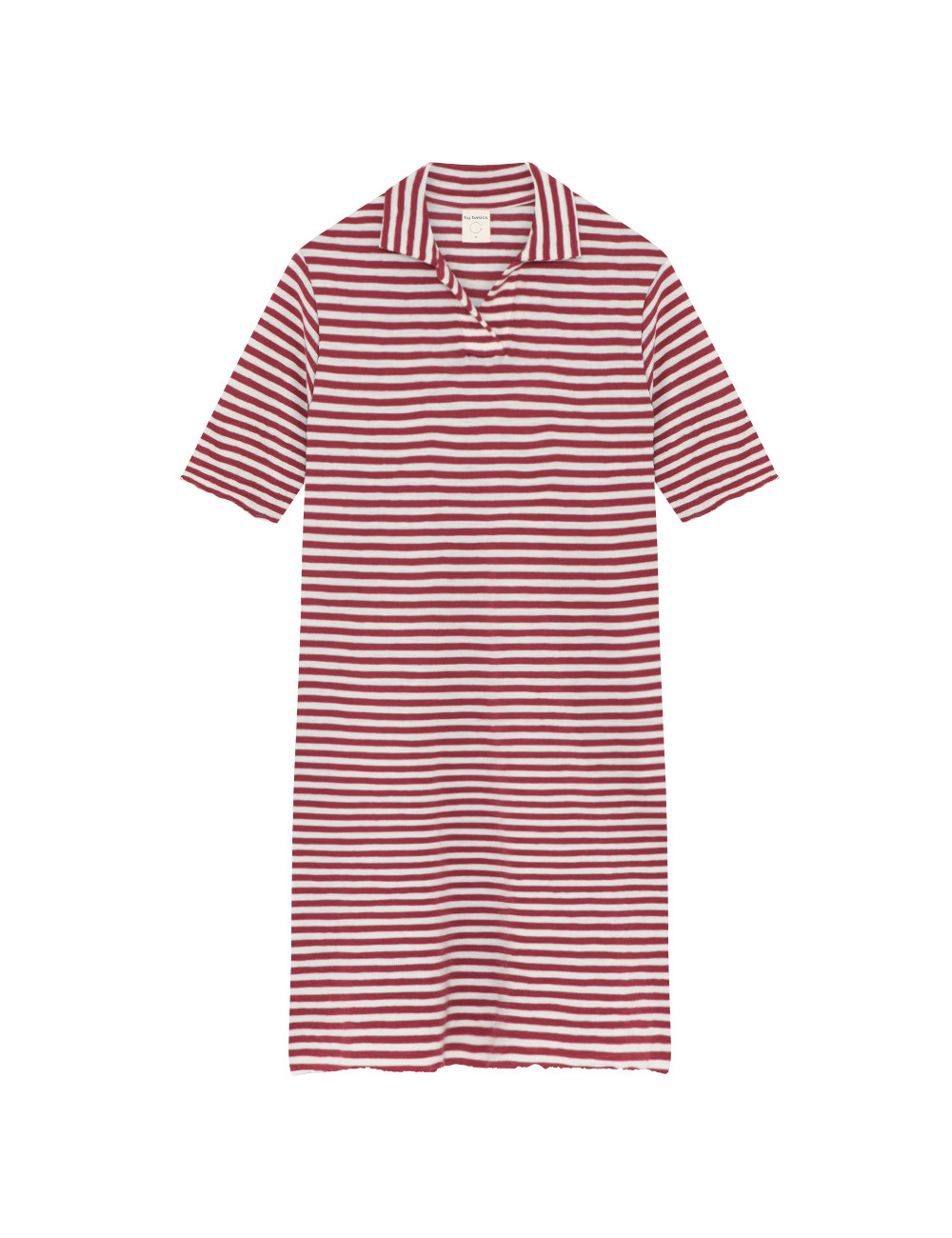 Skjorte kjole i merino uld 7038 i striber