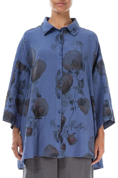 Hør skjorte med rose print