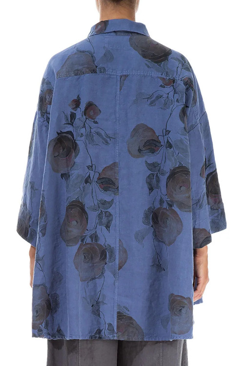 Hør skjorte med rose print