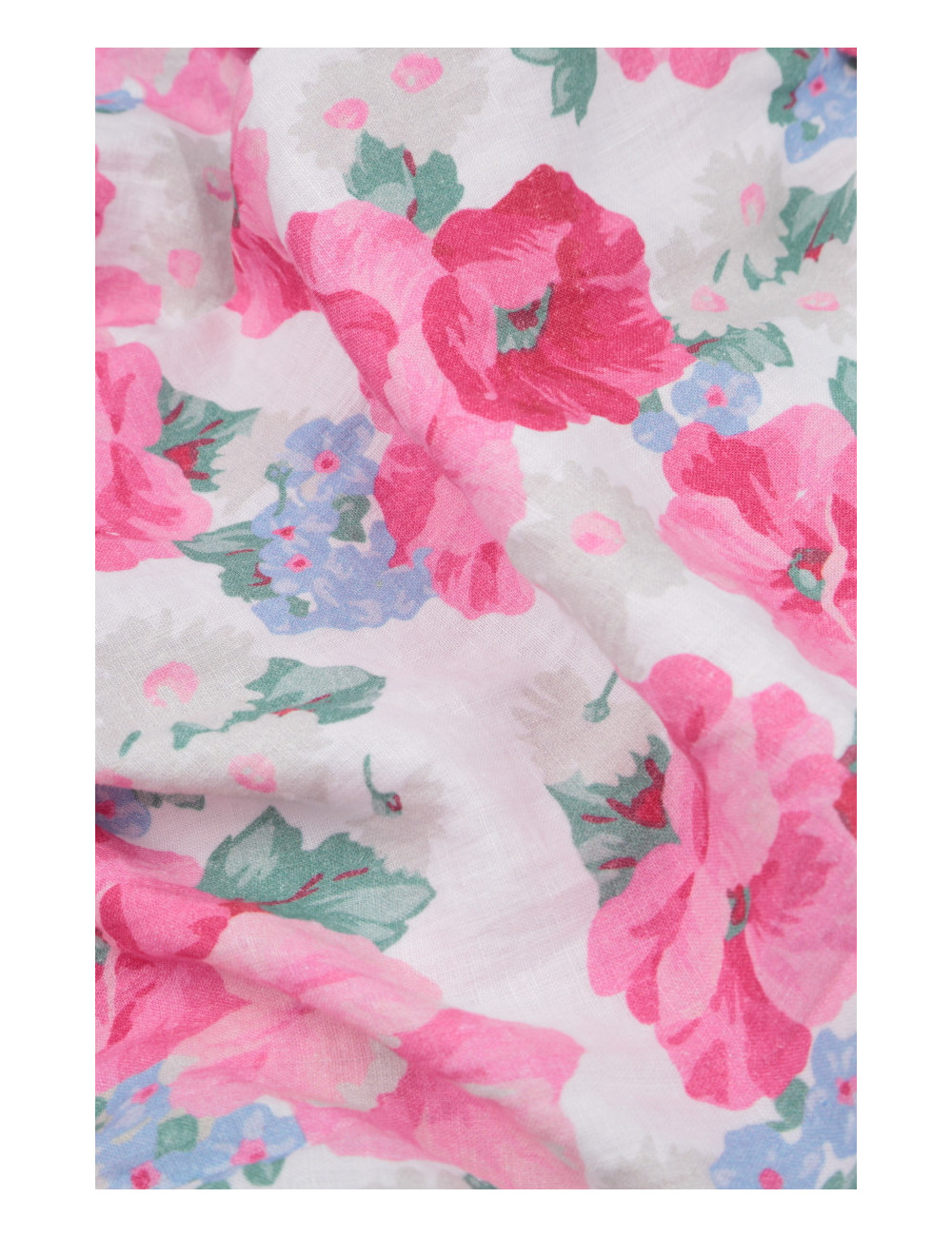 Hør kjole med bisser i pink flora print