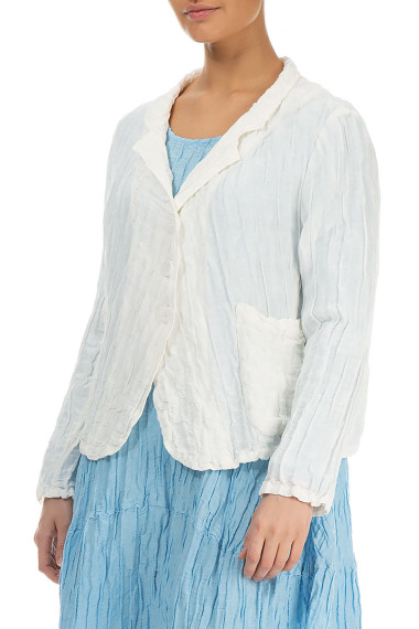 Kort cardigan i silke & hør blanding - hvid