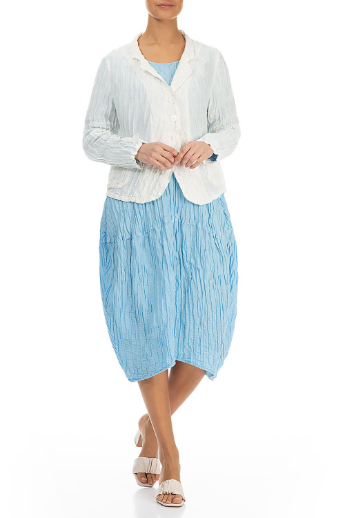 Kort cardigan i silke & hør blanding - hvid