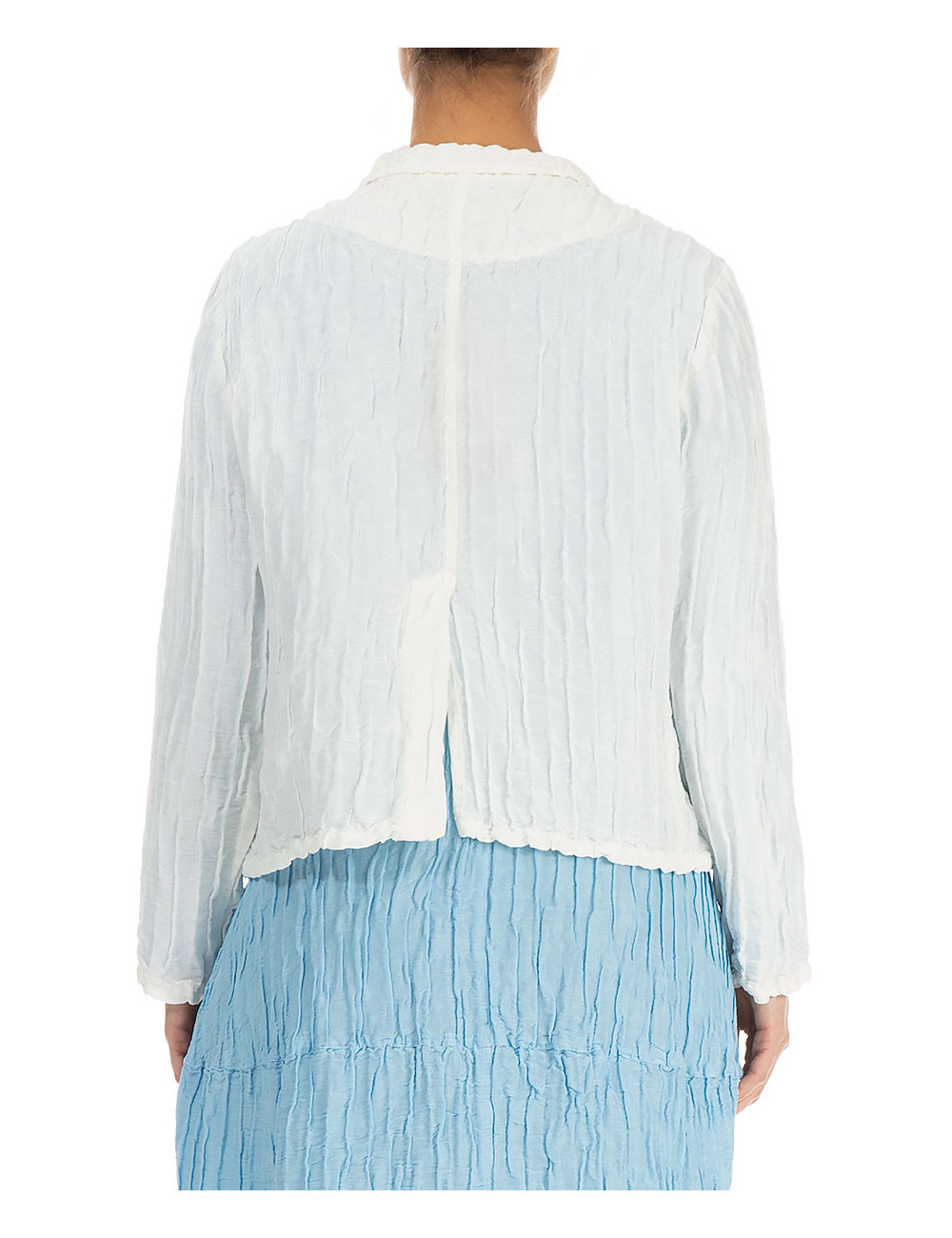 Kort cardigan i silke & hør blanding - hvid