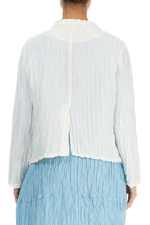 Kort cardigan i silke & hør blanding - hvid