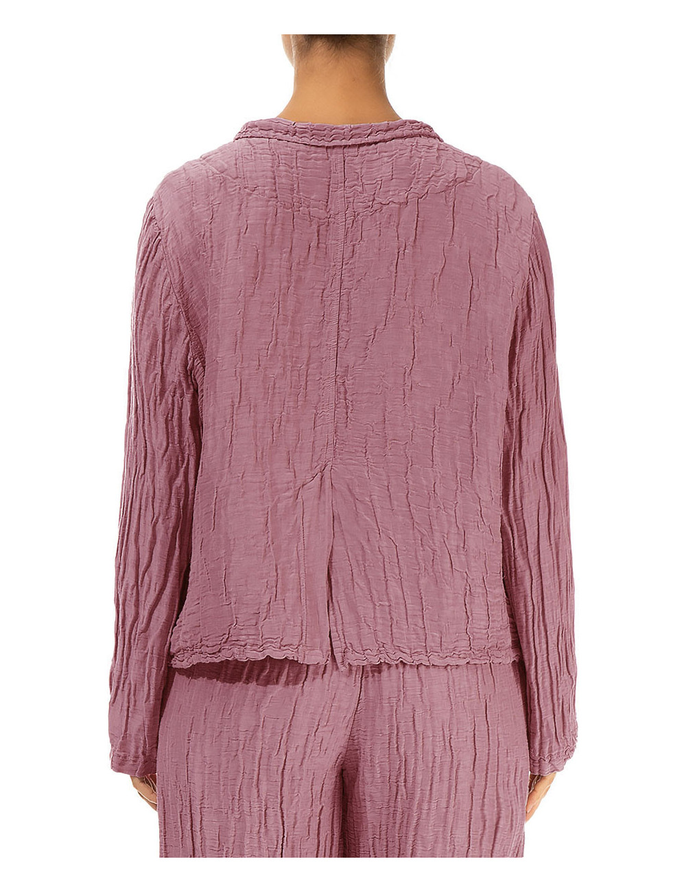 Kort cardigan i silke & hør blanding - violet rosa
