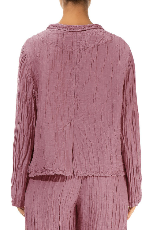 Kort cardigan i silke & hør blanding - violet rosa