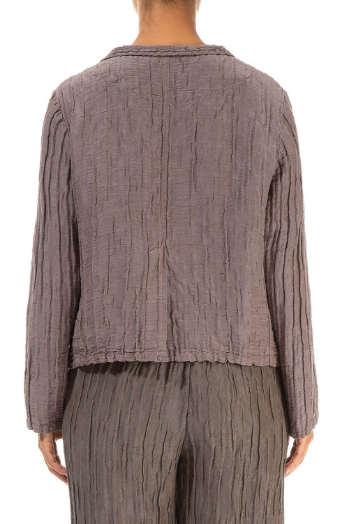 Kort cardigan i silke & hør blanding - lys kakao