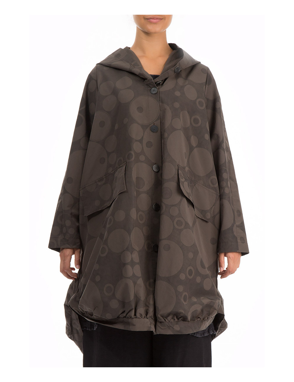 Frakke med hætte i boble print