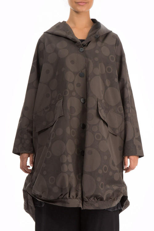 Frakke med hætte i boble print