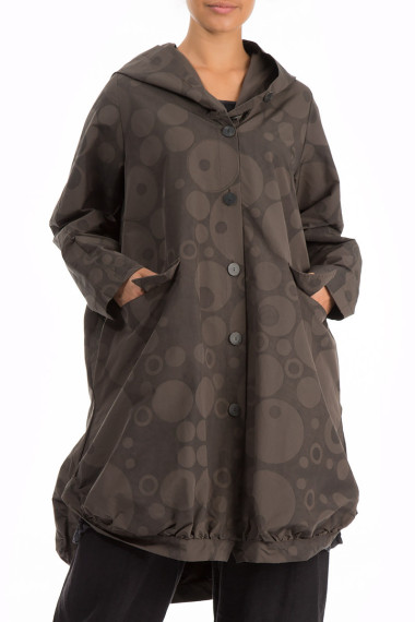 Frakke med hætte i boble print