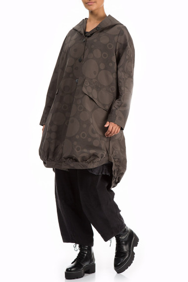 Frakke med hætte i boble print