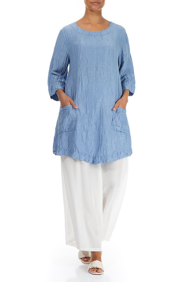 Klassisk tunika - støvet kornblomstblå