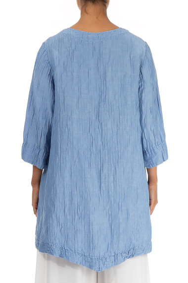 Klassisk tunika i støvet kornblomstblå fra Grizas i silke og hør blanding