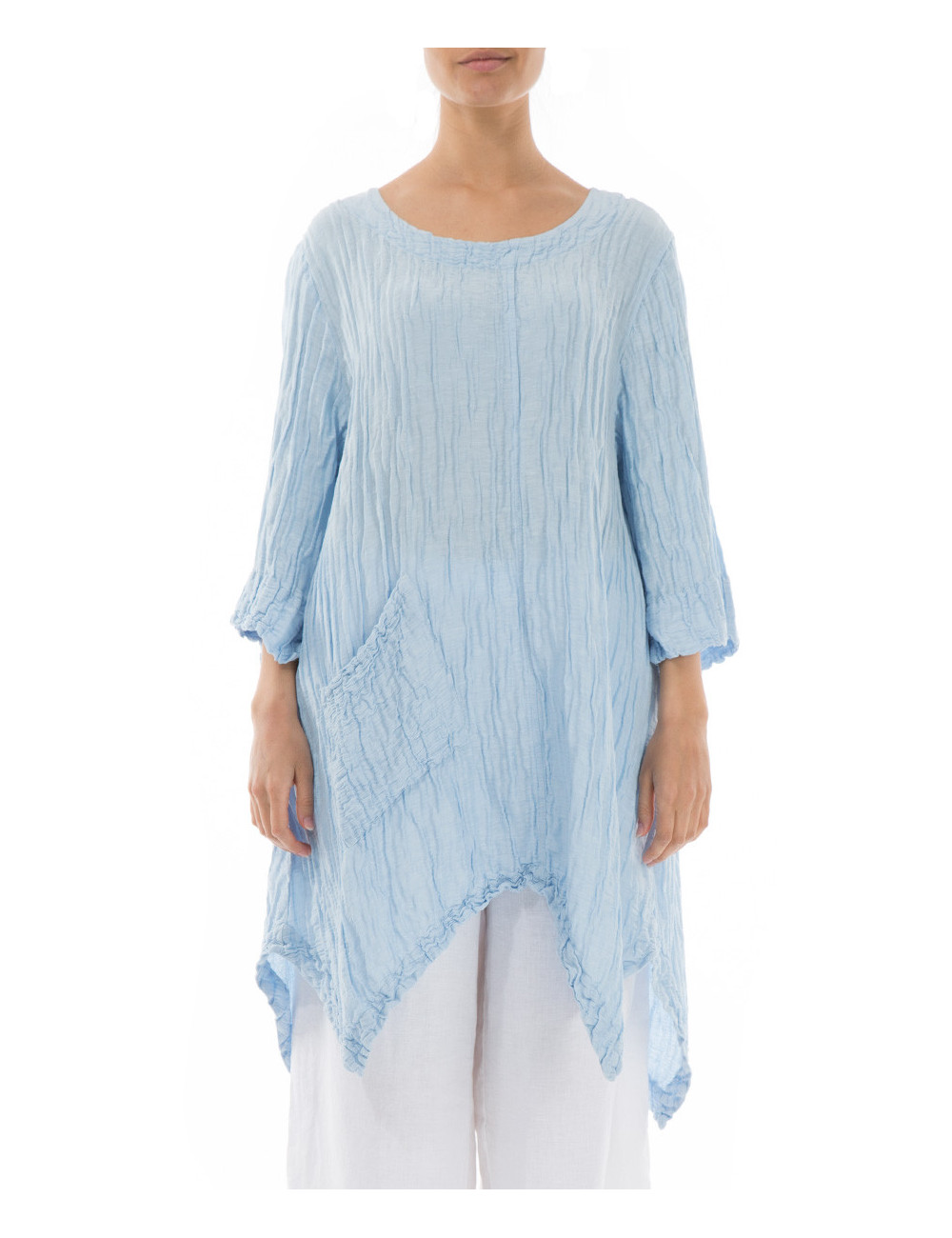 Tunika med dryp effekt - lyseblå