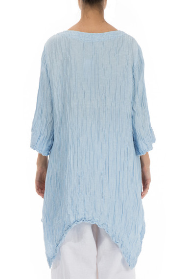 Tunika med dryp effekt i lyseblå fra Grizas i silke og hør bladning
