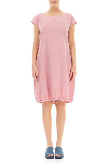 Kort simpel hør kjole i ballon facon