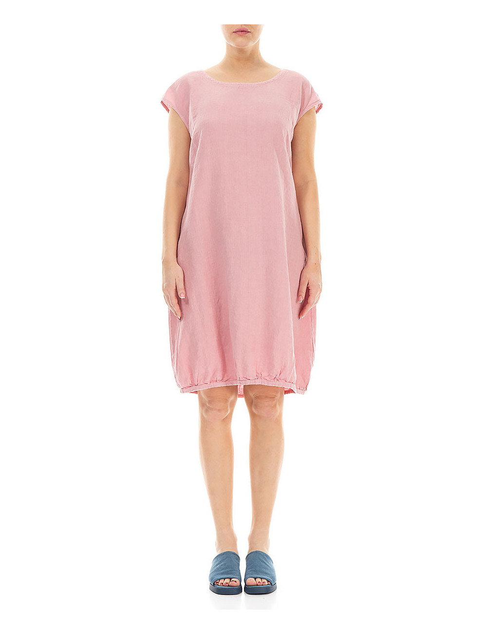 Kort simpel hør kjole i ballon facon