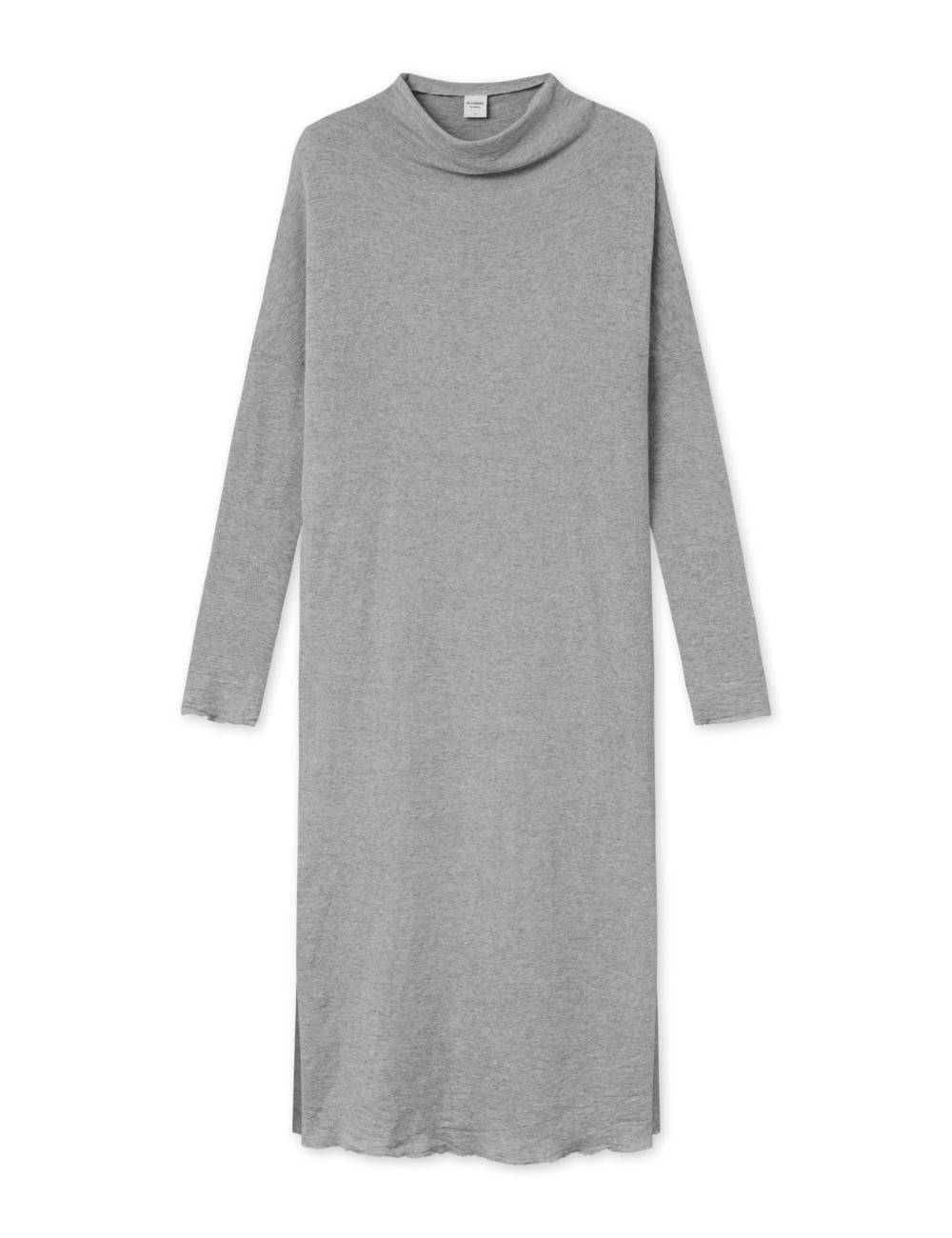 Lang kjole med draperet hals i merino uld 7022 i basis farver