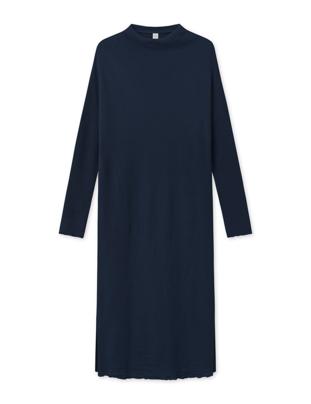 Lang kjole med draperet hals i merino uld 7022 i basis farver