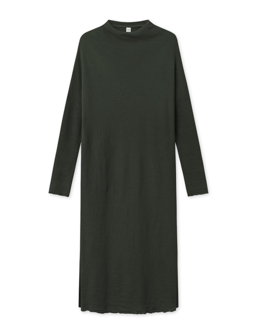 Lang kjole med draperet hals i merino uld 7022 i basis farver