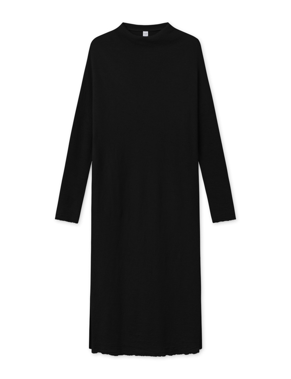 Lang kjole med draperet hals i merino uld 7022 i basis farver