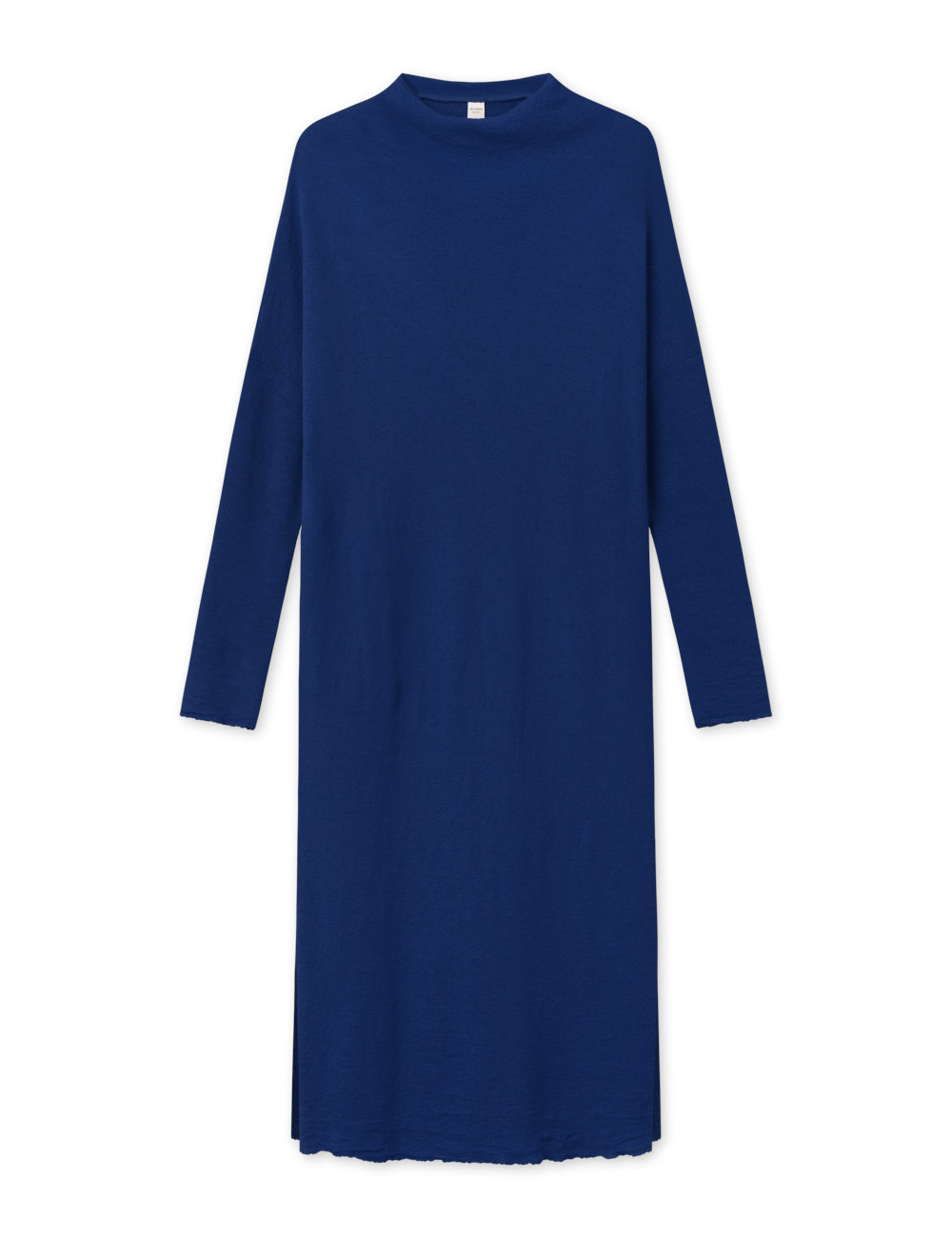 Lang kjole med draperet hals i merino uld 7022 i farver