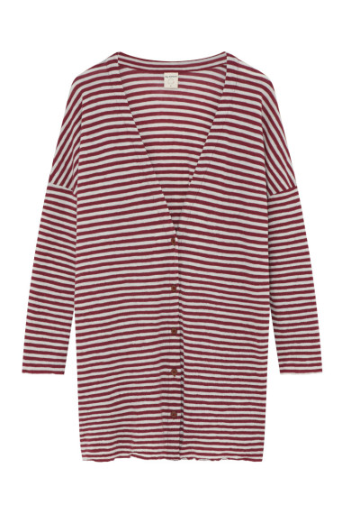 Oversize merino uld cardigan 8017 i striber