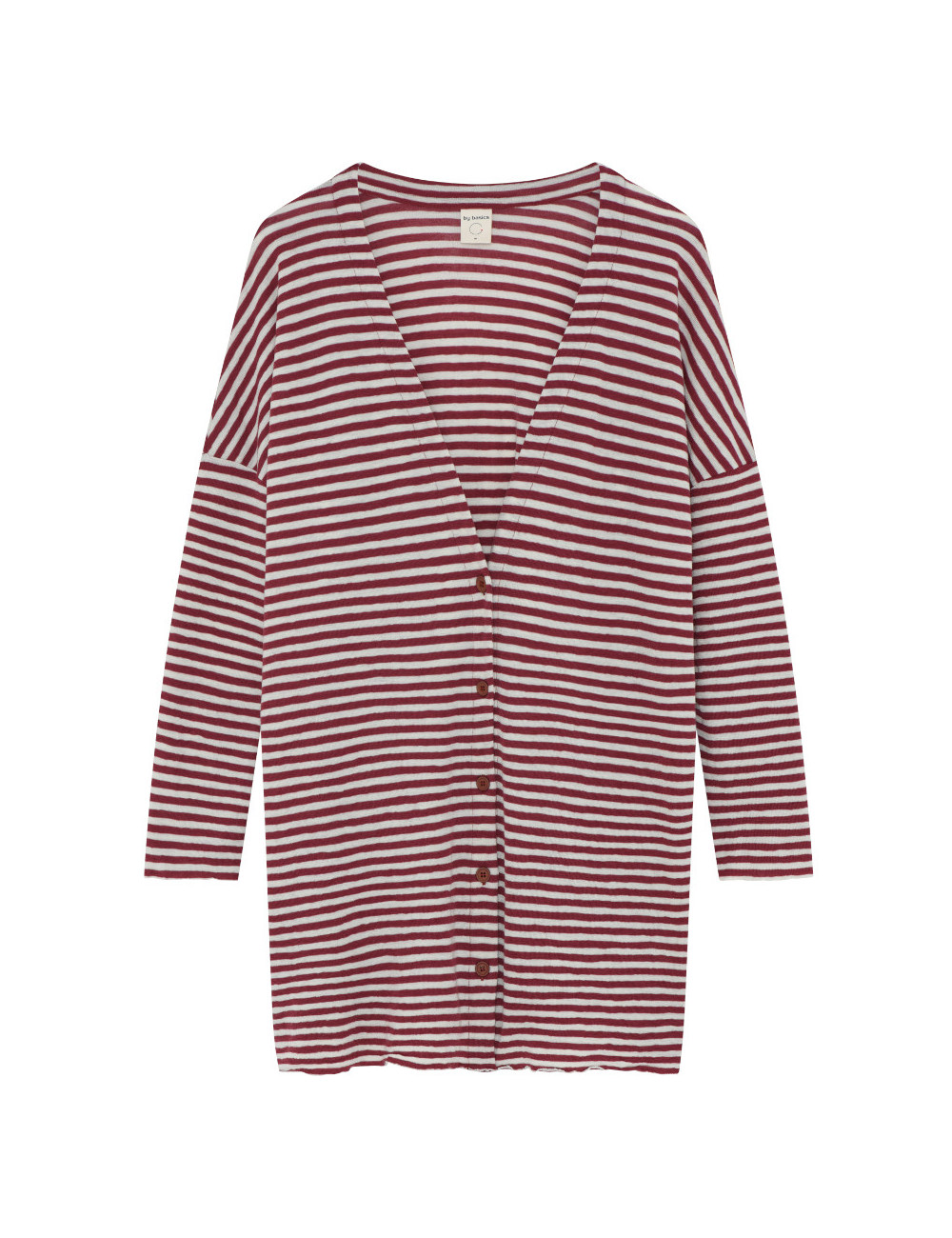 Oversize merino uld cardigan 8017 i striber