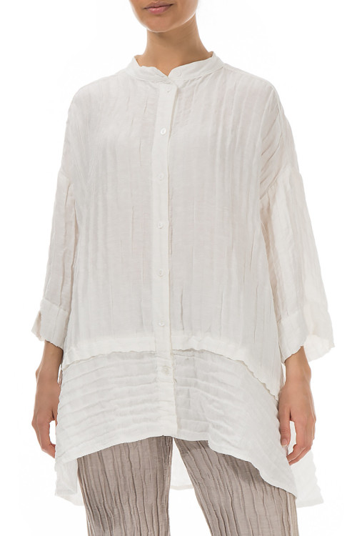 Skjorte bluse i silke og hør blanding