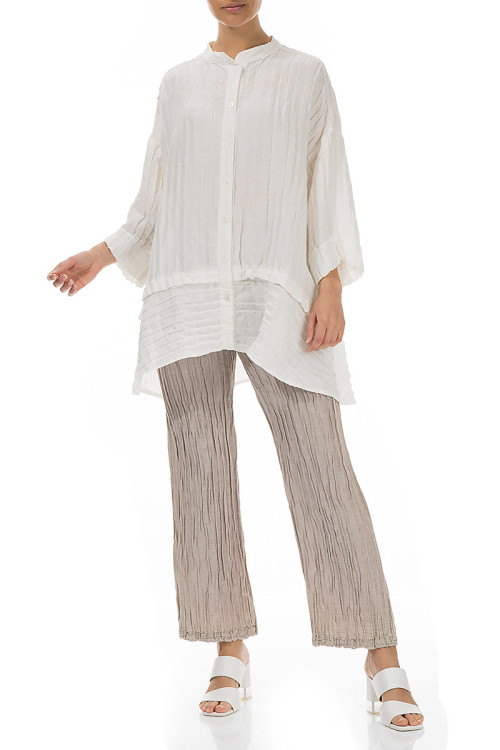 Skjorte bluse i silke og hør blanding