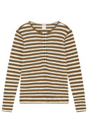 Merino uld bluse med knapper foran 4069 i striber
