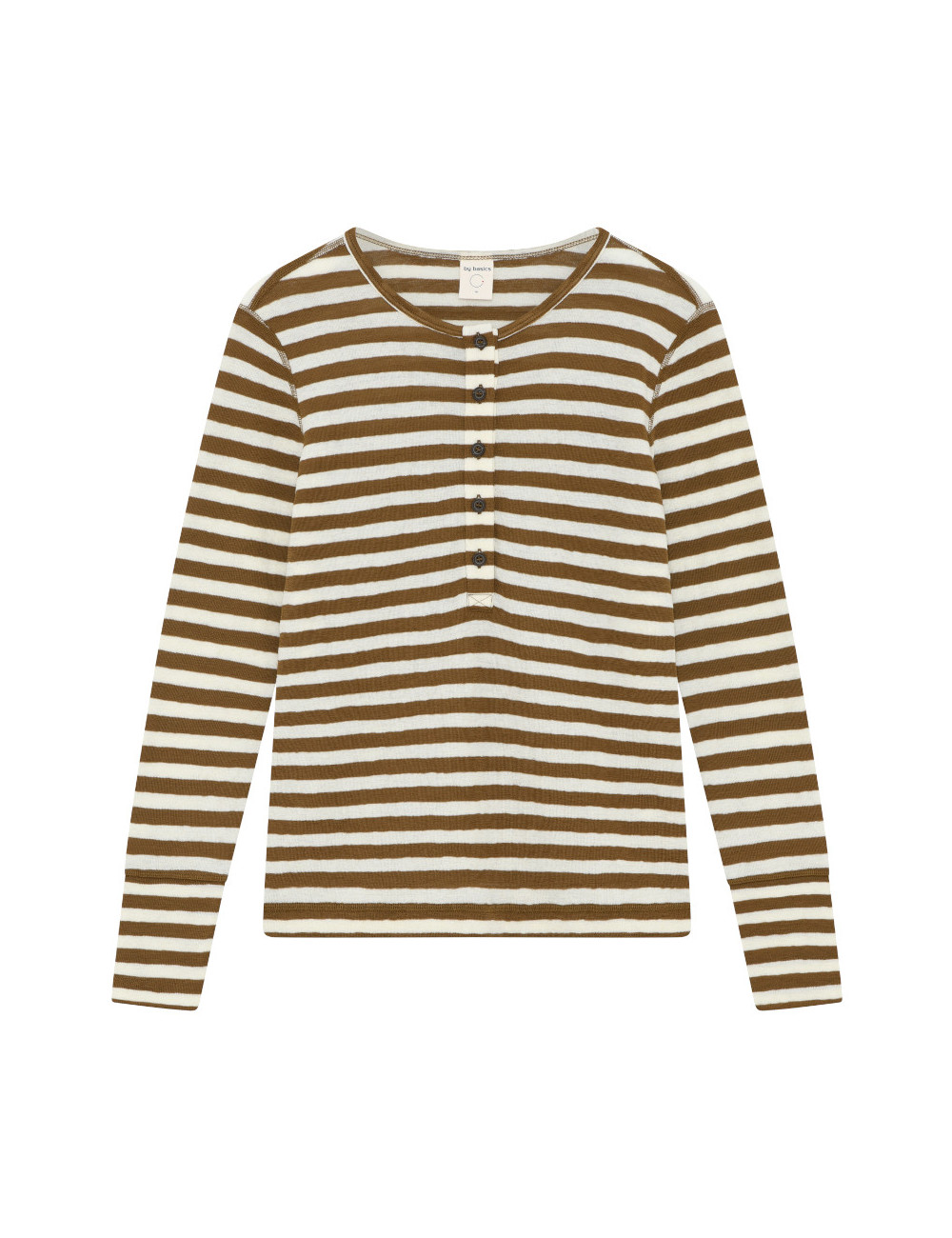 Merino uld bluse med knapper foran 4069 i striber