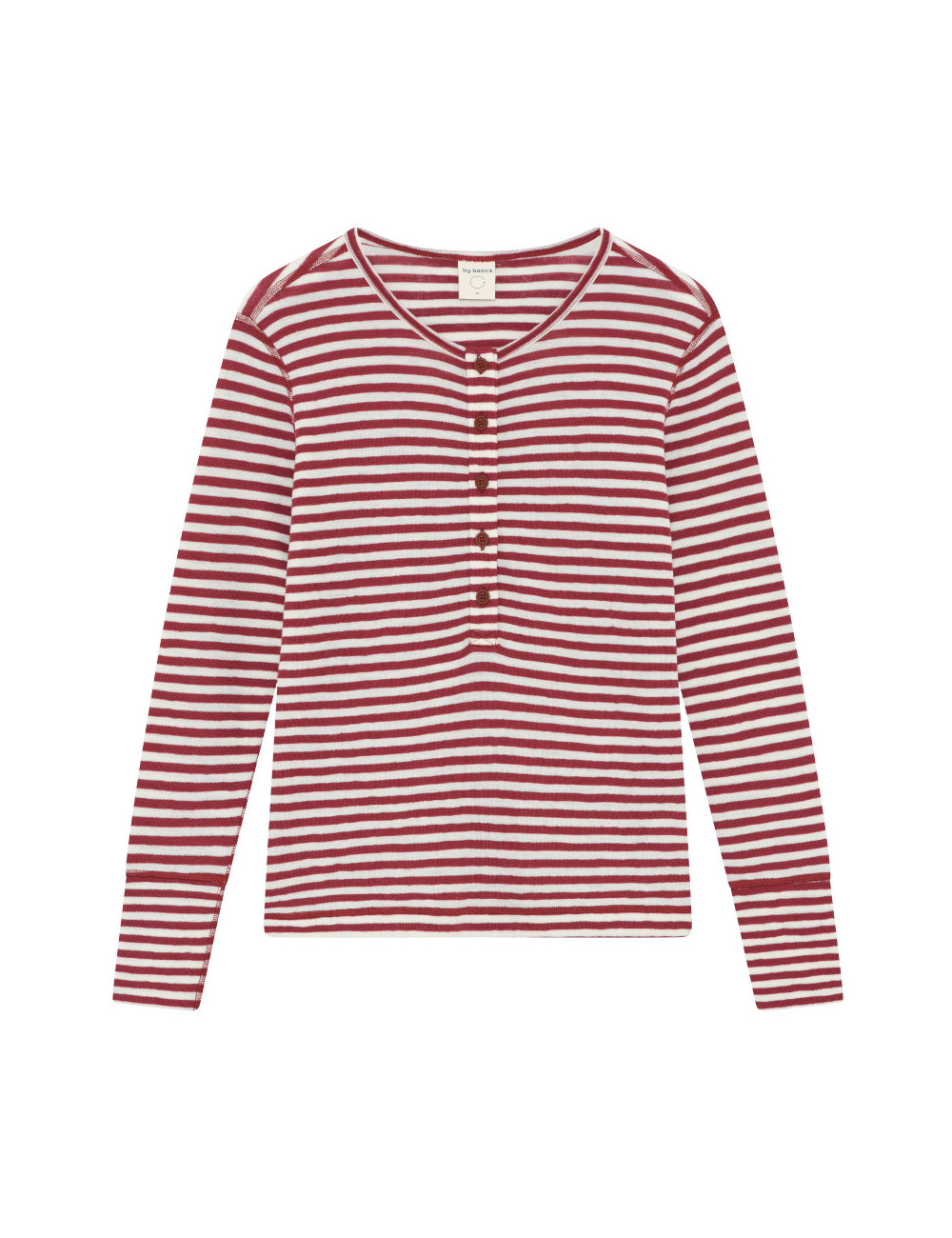 Merino uld bluse med knapper foran 4069 i striber