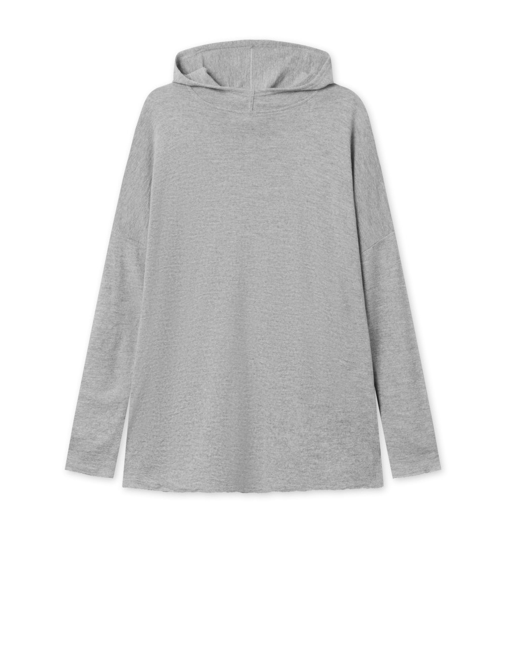 Rummelig merino uld bluse med hætte 4068 i basis farver