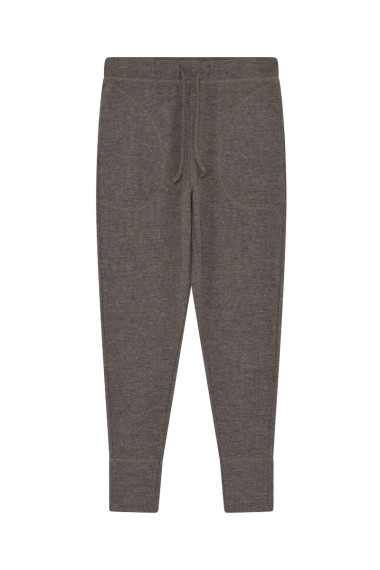 Merino uld bukser med lommer og snor i taljen fra By Basics i jord brun