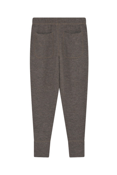 Merino uld bukser med lommer og snor i taljen fra By Basics i jord brun