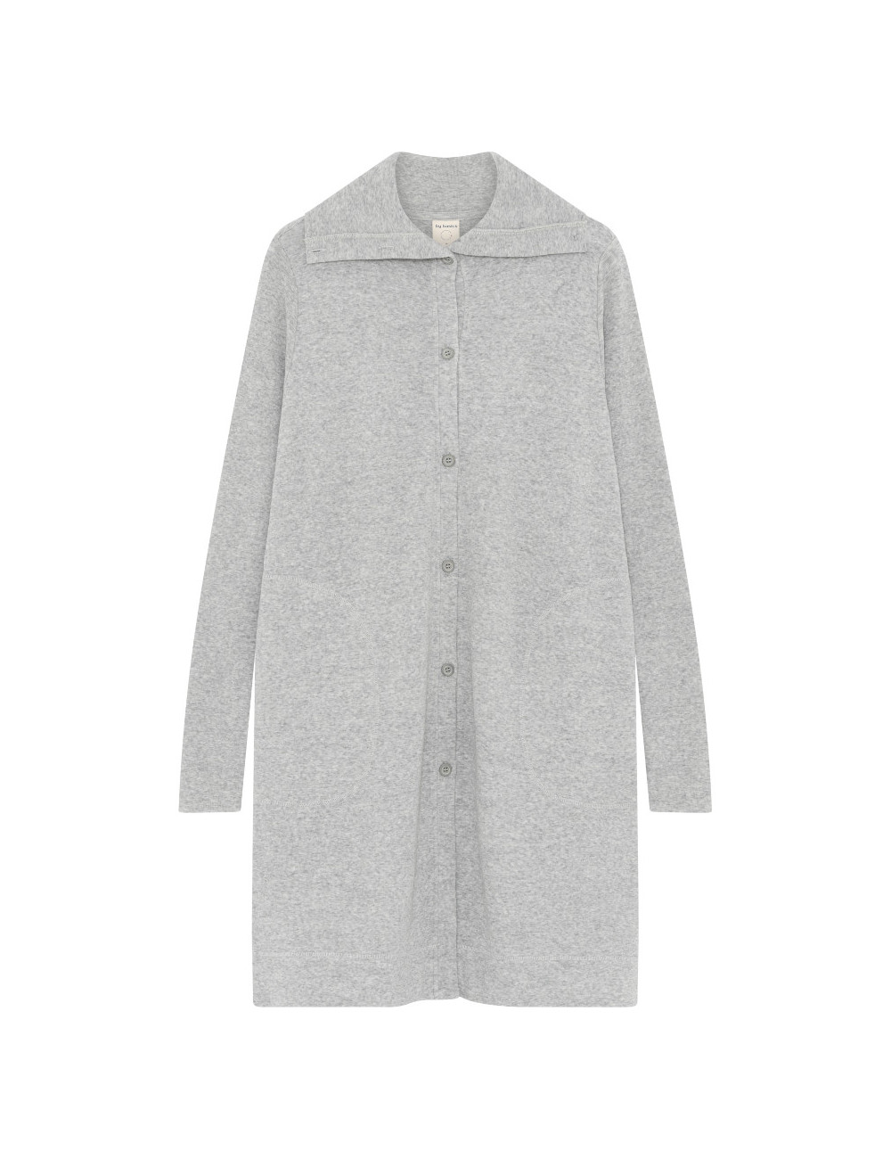 Lang cardigan med høj krave i merino uld 8019 i basis farver