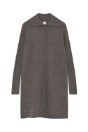 Lang cardigan med høj krave i merino uld 8019 i basis farver