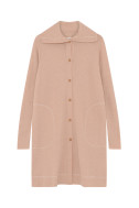 Lang cardigan med høj krave i merino uld 8019 i farver