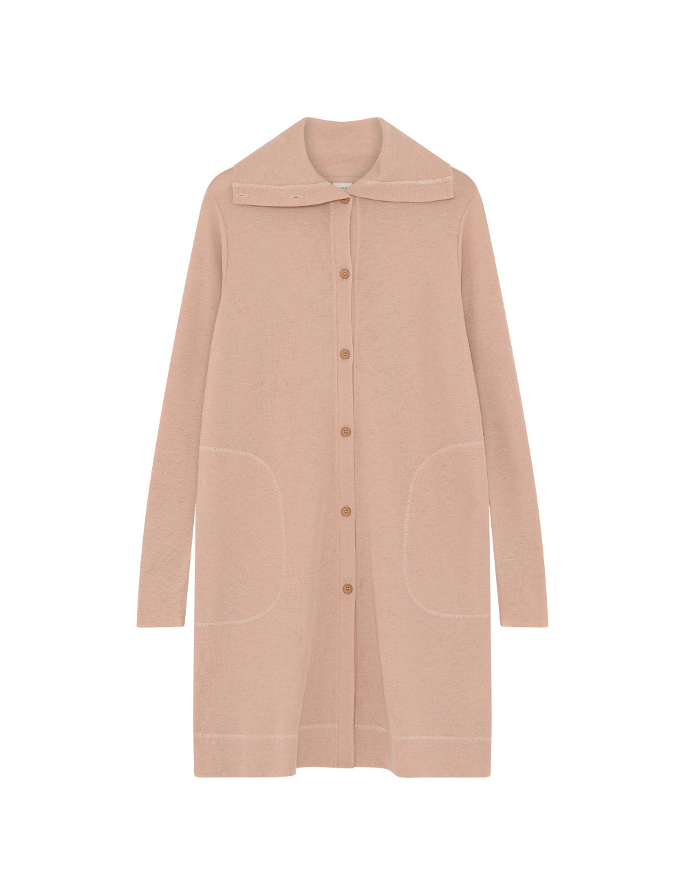 Lang cardigan med høj krave i merino uld 8019 i farver