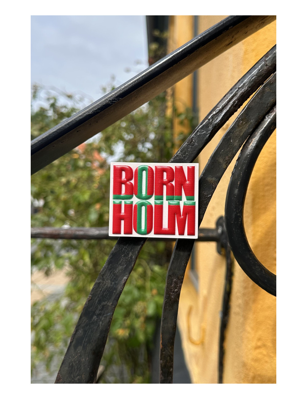 Bornholmsk magnet - flag med BORNHOLM tekst