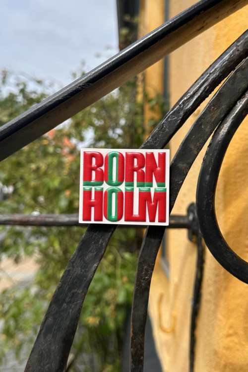 Bornholmsk magnet - flag med BORNHOLM tekst