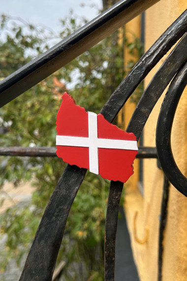 Bornholmsk magnet - Dannebrog formet som Bornholm
