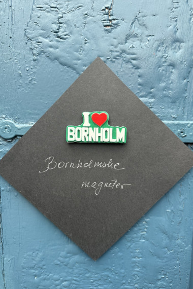 Bornholmsk magnet - "I love Bornholm" i grøn