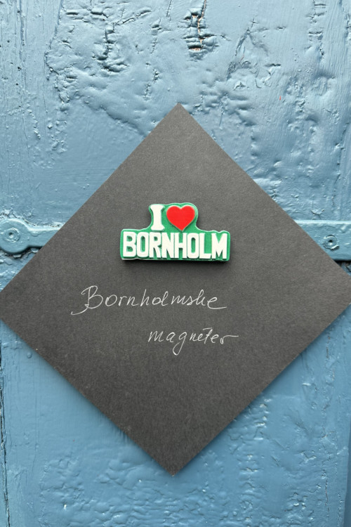 Bornholmsk magnet - "I love Bornholm" i grøn