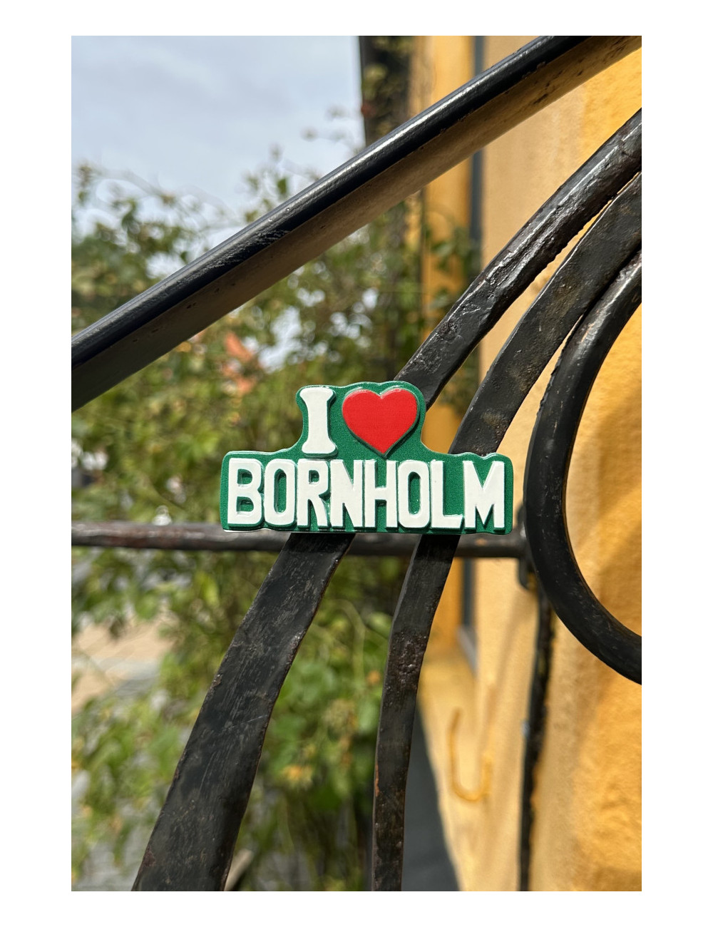 Bornholmsk magnet - "I love Bornholm" i grøn