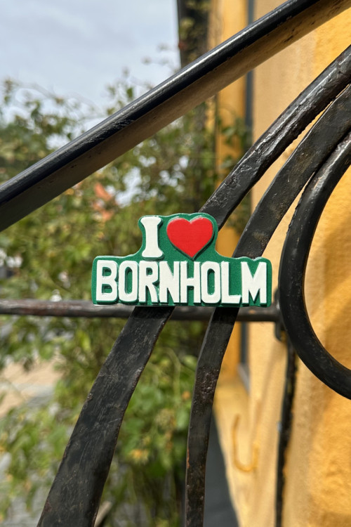 Bornholmsk magnet - "I love Bornholm" i grøn