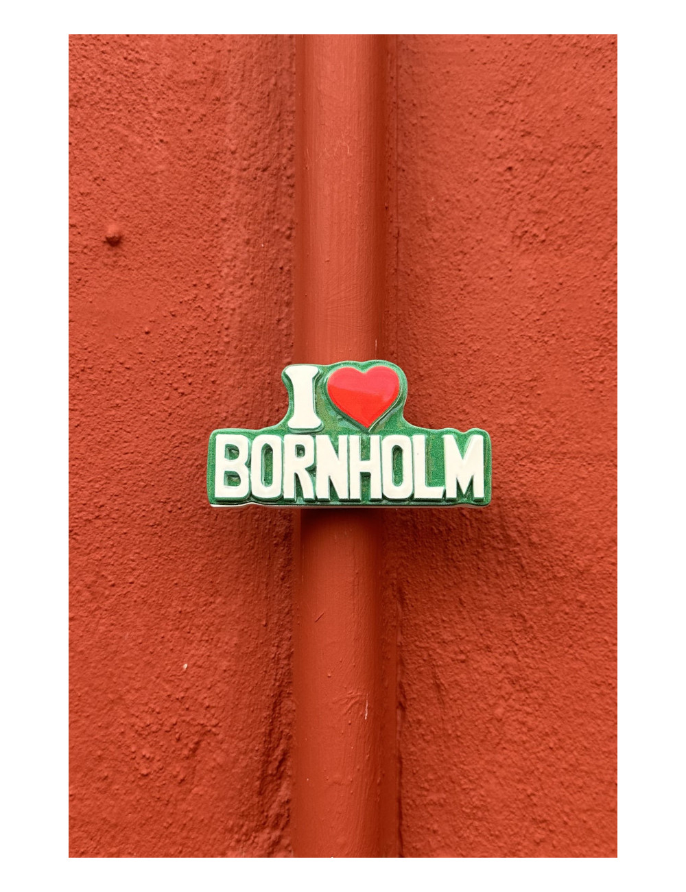 Bornholmsk magnet - "I love Bornholm" i grøn