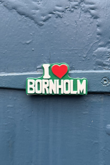 Bornholmsk magnet - "I love Bornholm" i grøn